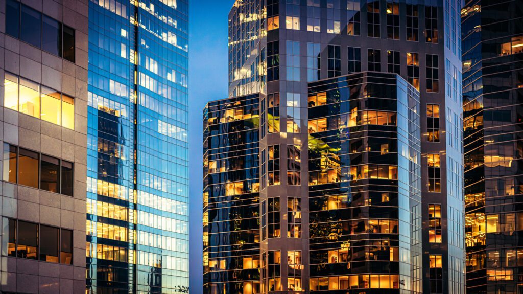 Modern Glass Offices At Dusk
